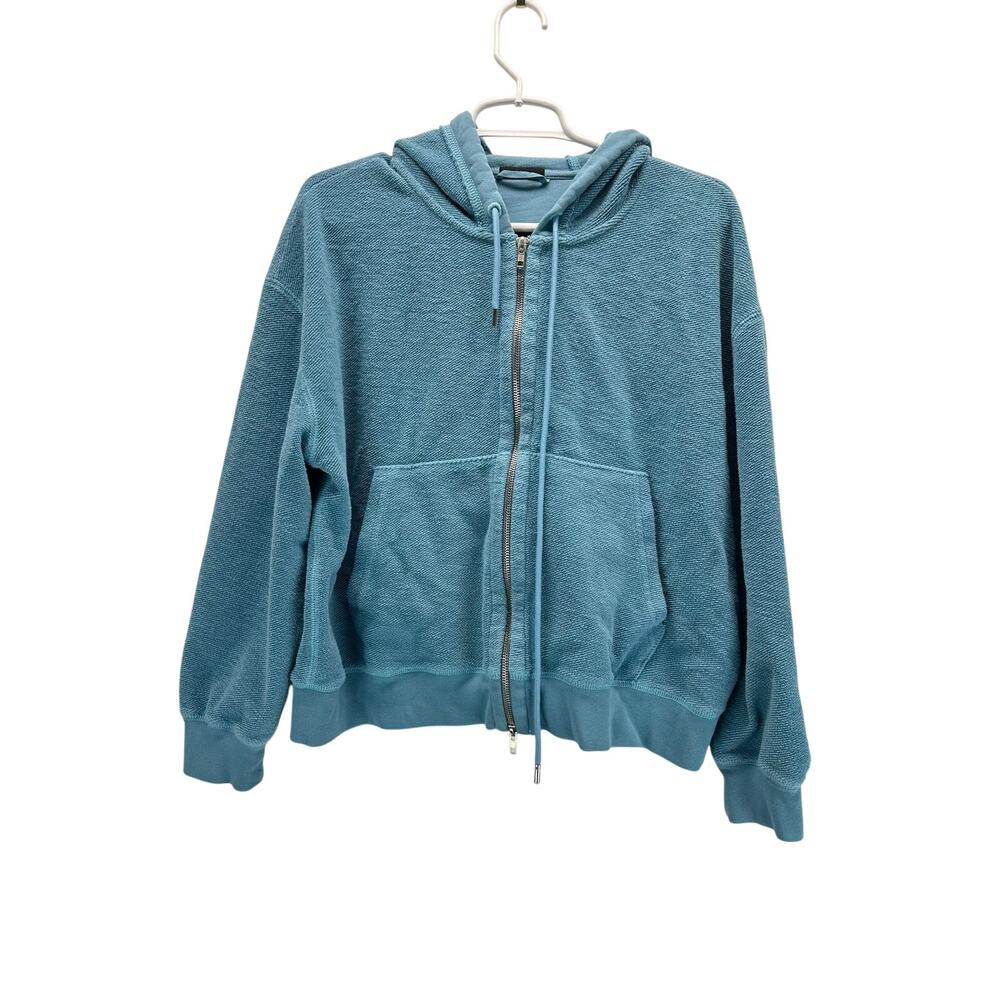 ATM Anthony Thomas Melillo French Terry Zip Up Hoodie Sweatshirt Blue Med